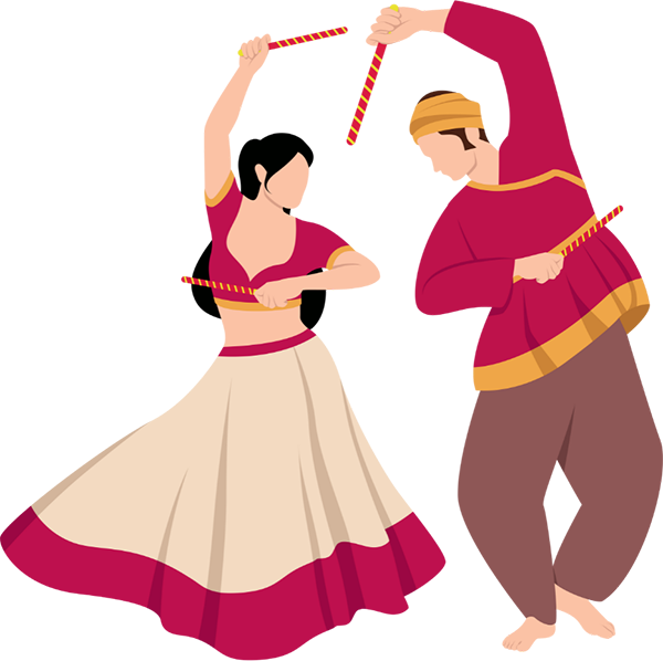 Couple dancing dandiya